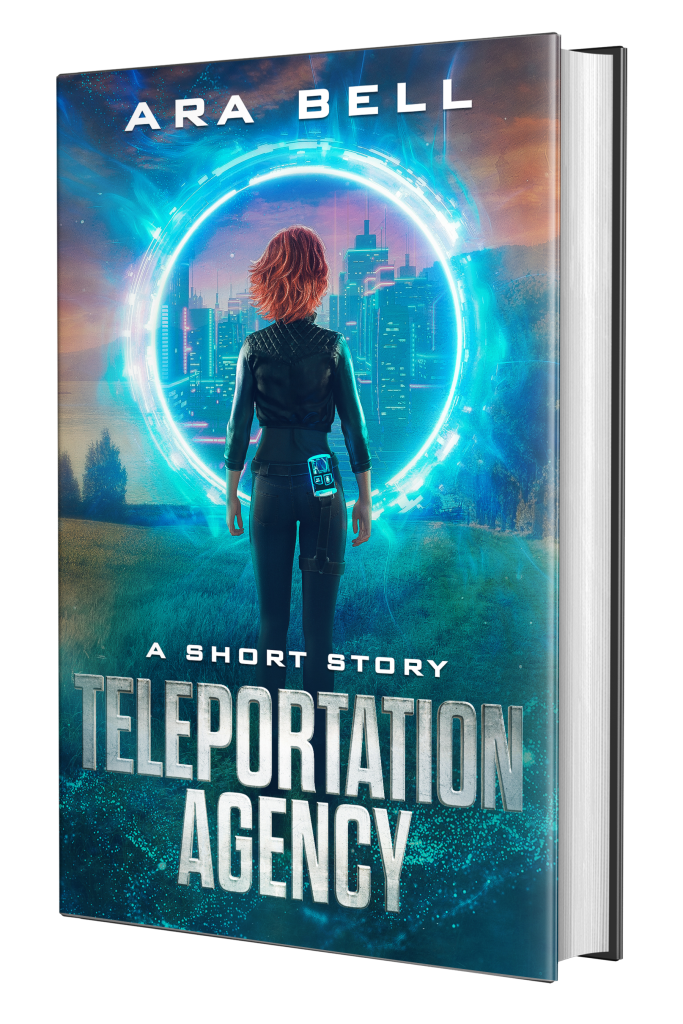 Picture of Teleportation Agency: A Short Story by Ara Bell. Physical copy tilted to show edges of pages.